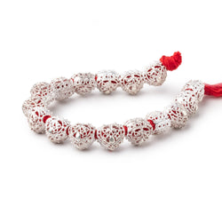 13mm Sterling Silver Plated Copper Filigree Heart 8 inch 16 Beads (ONLINE ORDER ONLY)