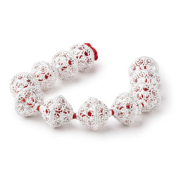 19x18mm Sterling Silver Plated Copper Scroll Filigree BiCone 8 inch 11 Beads (ONLINE ORDER ONLY)
