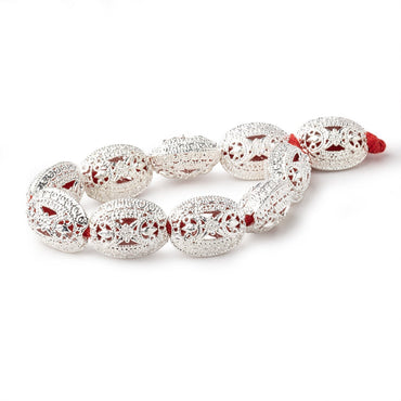 21x16mm Sterling Silver Plated Copper Filigree Oval 8 inch 10 Beads (ONLINE ORDER ONLY)