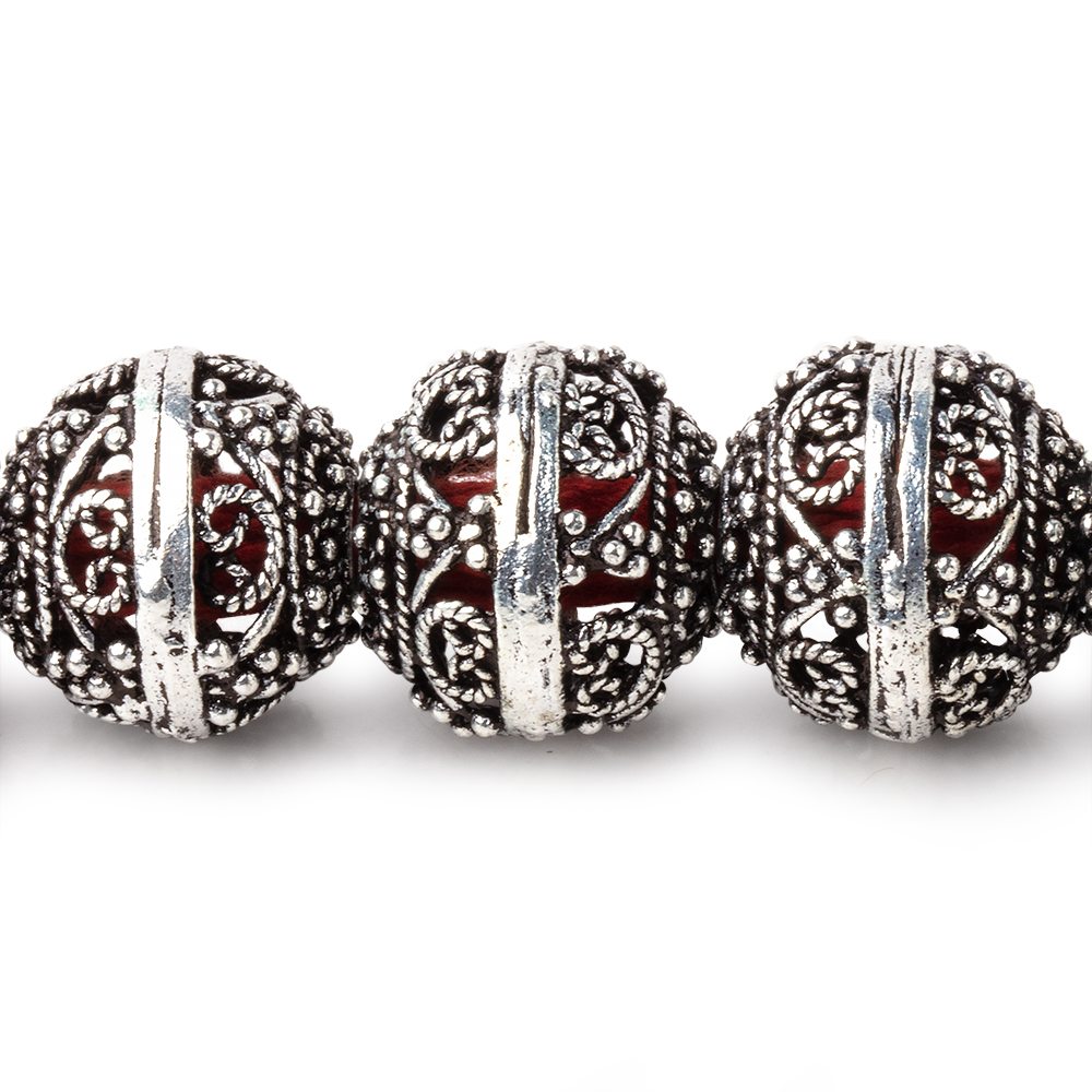 16x14mm Antiqued Sterling Silver Plated Copper Filigree Rondelle 8 inch 15 Beads (ONLINE ORDER ONLY)