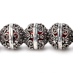 16x14mm Antiqued Sterling Silver Plated Copper Filigree Rondelle 8 inch 15 Beads (ONLINE ORDER ONLY)