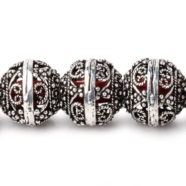 16x14mm Antiqued Sterling Silver Plated Copper Filigree Rondelle 8 inch 15 Beads (ONLINE ORDER ONLY)