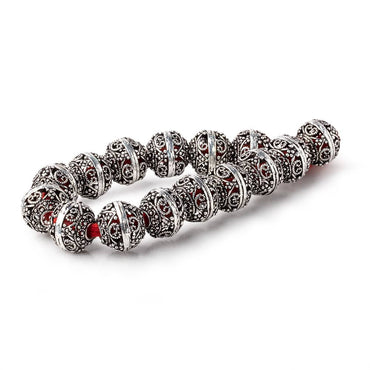 16x14mm Antiqued Sterling Silver Plated Copper Filigree Rondelle 8 inch 15 Beads (ONLINE ORDER ONLY)