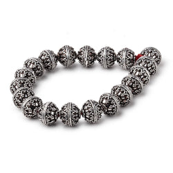 12mm Antiqued Sterling Silver Plated Copper Moroccan Round 8 inch 18 Beads (ONLINE ORDER ONLY)