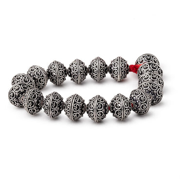 14x12.5mm Antiqued Sterling Silver Plated Copper Bali Design Rondelles 8 inch 16 Beads (ONLINE ORDER ONLY)