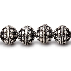 10mm Antiqued Sterling Silver Plated Copper Bali Dot Round 8 inch 21 Beads (ONLINE ORDER ONLY)
