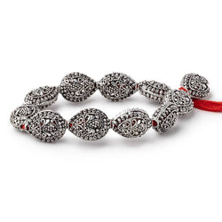 19x15mm Antiqued Sterling Silver Plated Copper Filigree Pear 8 inch 11 Beads (ONLINE ORDER ONLY)