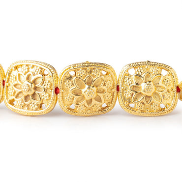 15x13mm 22kt Gold Plated Copper Floral Cushion 8 inch 14 Beads (ONLINE ORDER ONLY)