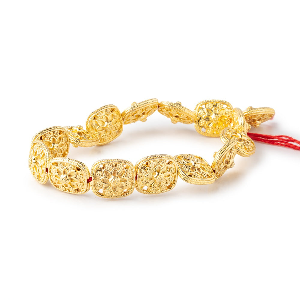 15x13mm 22kt Gold Plated Copper Floral Cushion 8 inch 14 Beads (ONLINE ORDER ONLY)