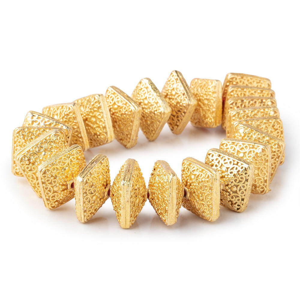 14x9mm 22kt plated Copper Persian Design Square 8 inch 22 Beads (ONLINE ORDER ONLY)