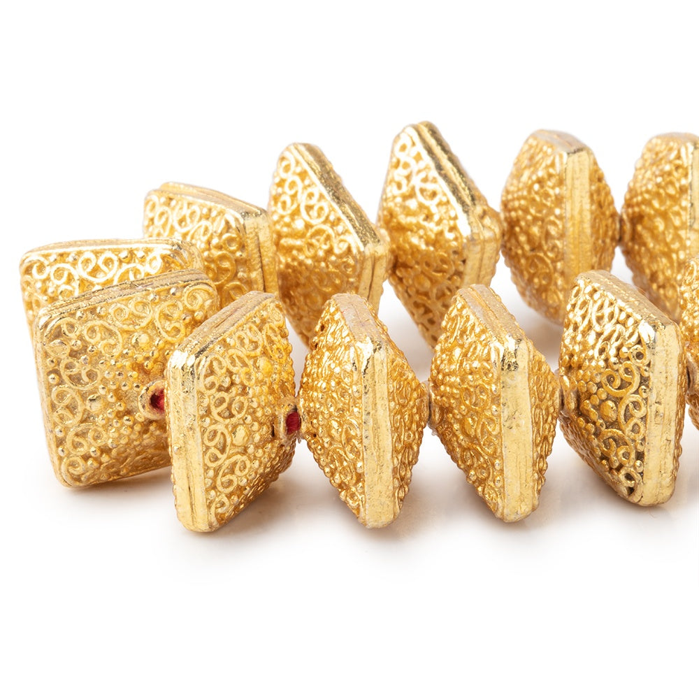 14x9mm 22kt plated Copper Persian Design Square 8 inch 22 Beads (ONLINE ORDER ONLY)