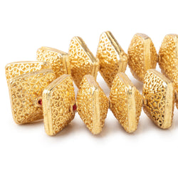 14x9mm 22kt plated Copper Persian Design Square 8 inch 22 Beads (ONLINE ORDER ONLY)