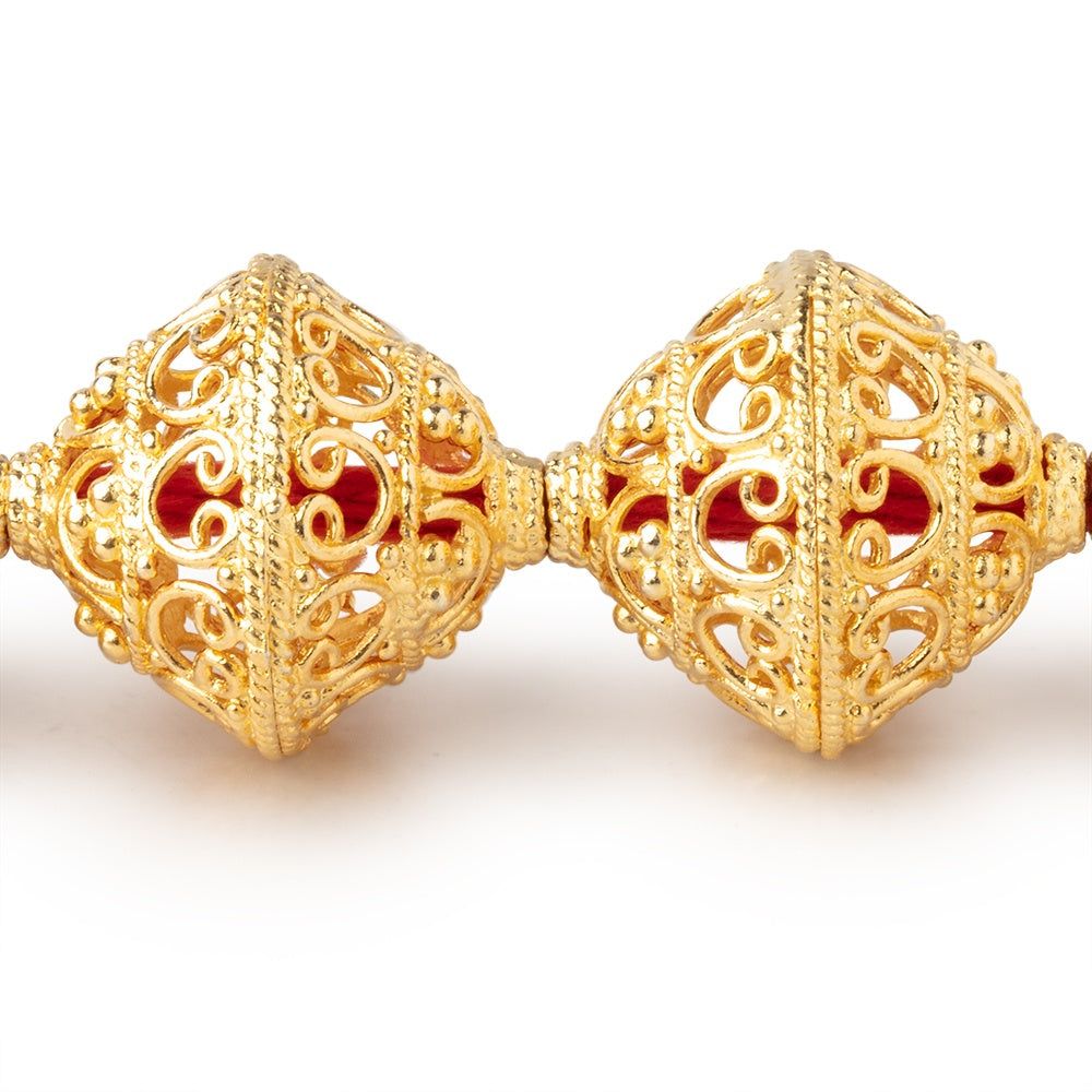 19x18mm 22kt Gold Plated Copper Scroll Filigree BiCone 8 inch 11 Beads (ONLINE ORDER ONLY)