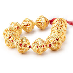 19x18mm 22kt Gold Plated Copper Scroll Filigree BiCone 8 inch 11 Beads (ONLINE ORDER ONLY)