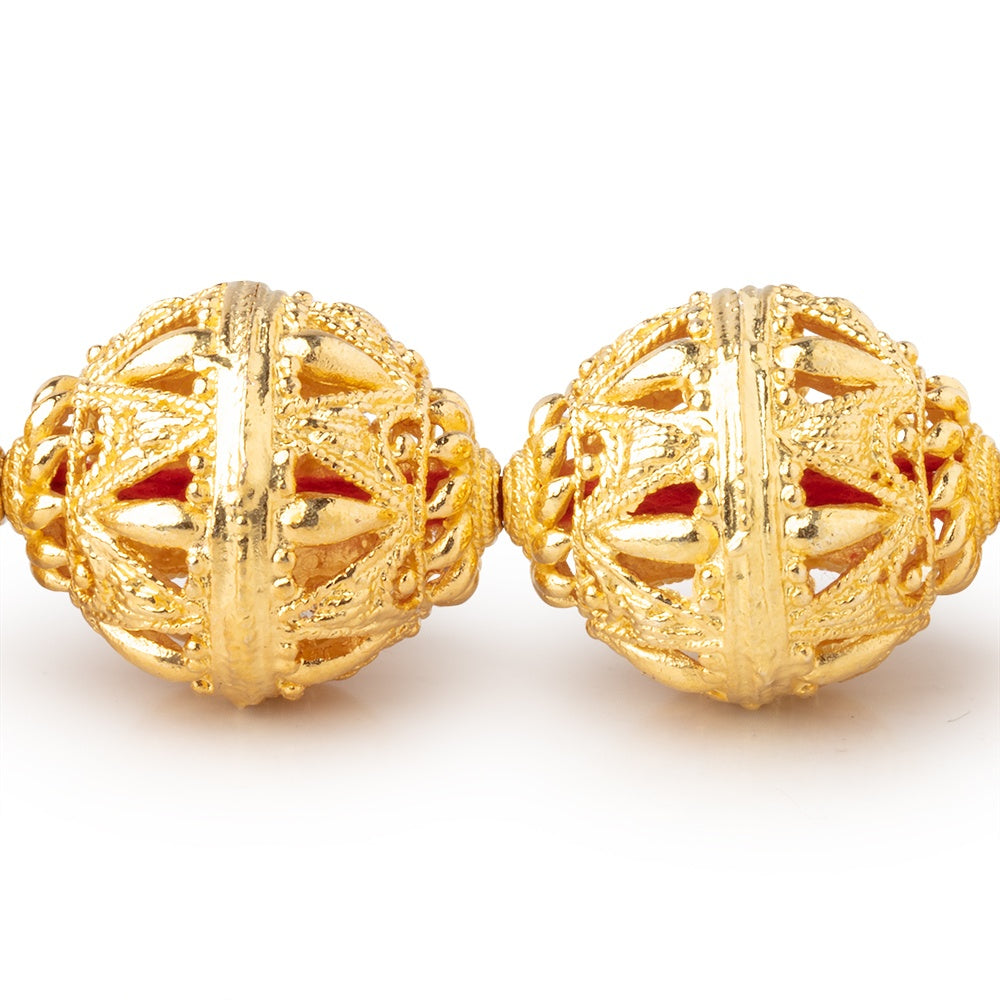 20x17mm 22kt Gold Plated Copper Filigree BiCone 8 inch 10 Beads (ONLINE ORDER ONLY)