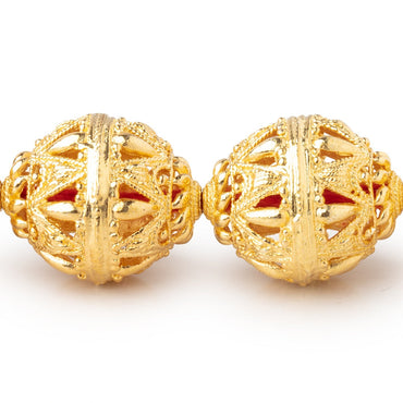 20x17mm 22kt Gold Plated Copper Filigree BiCone 8 inch 10 Beads (ONLINE ORDER ONLY)