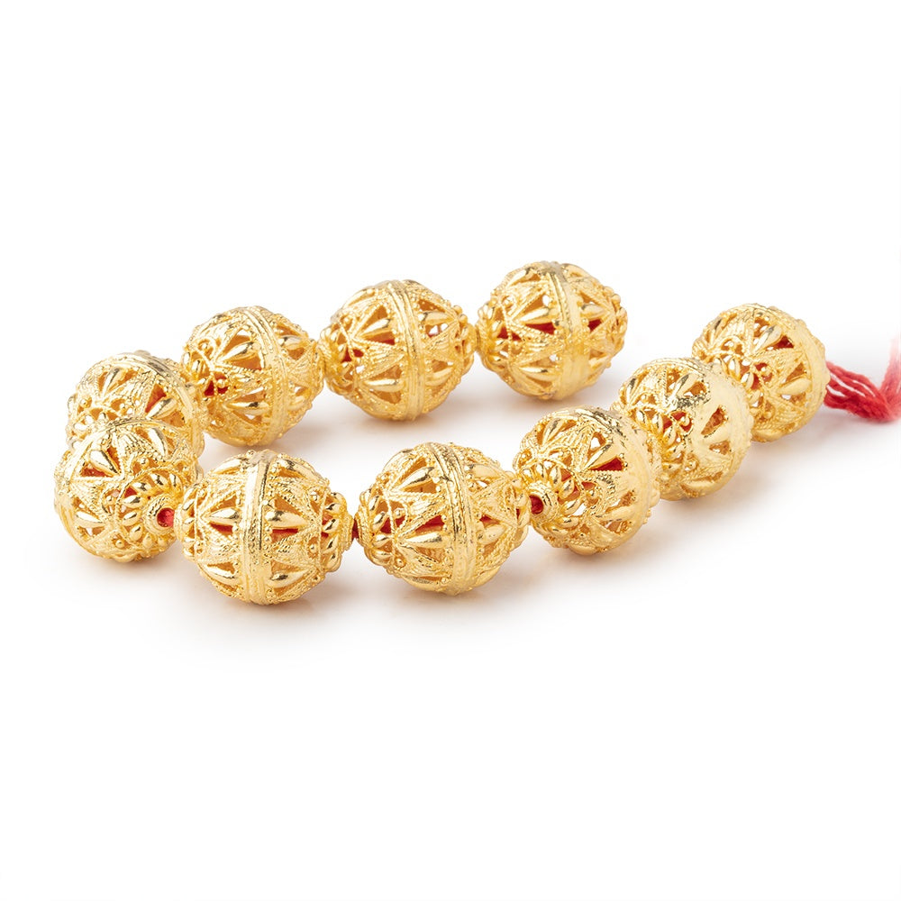 20x17mm 22kt Gold Plated Copper Filigree BiCone 8 inch 10 Beads (ONLINE ORDER ONLY)
