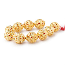 20x17mm 22kt Gold Plated Copper Filigree BiCone 8 inch 10 Beads (ONLINE ORDER ONLY)
