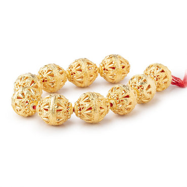 20x17mm 22kt Gold Plated Copper Filigree BiCone 8 inch 10 Beads (ONLINE ORDER ONLY)