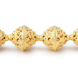 19x15mm 22kt Gold Plated Copper Persian Filigree BiCone 8 inch 11 Beads (ONLINE ORDER ONLY)