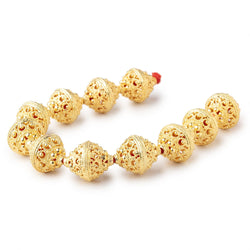 19x15mm 22kt Gold Plated Copper Persian Filigree BiCone 8 inch 11 Beads (ONLINE ORDER ONLY)