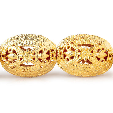 21x16mm 22kt Gold Plated Copper Filigree Oval 8 inch 10 Beads (ONLINE ORDER ONLY)