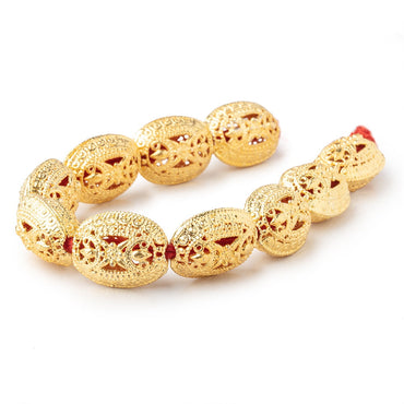 21x16mm 22kt Gold Plated Copper Filigree Oval 8 inch 10 Beads (ONLINE ORDER ONLY)
