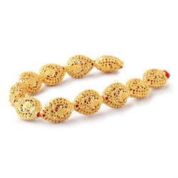 19x15mm 22kt Gold Plated Copper Filigree Pear 8 inch 11 Beads (ONLINE ORDER ONLY)