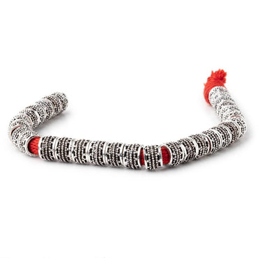 9mm Antiqued Sterling Silver Plated Copper Miligrain Tubes 8 inch 31 beads Large Hole (ONLINE ORDER ONLY)