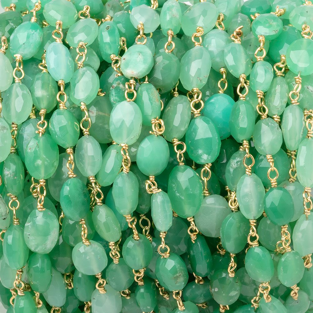 6x5mm Chrysoprase Faceted Ovals on Vermeil Chain by the Foot 25 Beads (ONLINE ORDER ONLY)