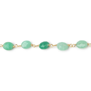 6x5mm Chrysoprase Faceted Ovals on Vermeil Chain by the Foot 25 Beads (ONLINE ORDER ONLY)