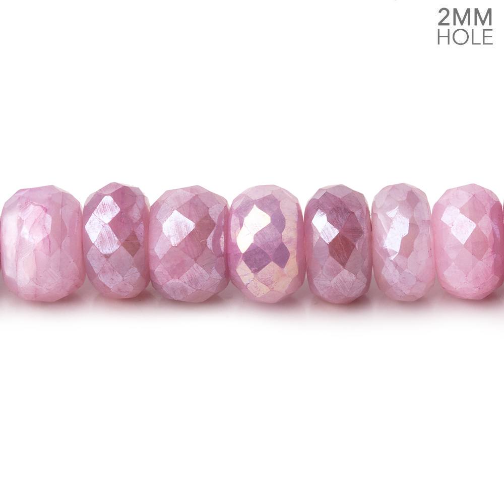 8mm Mystic Rosy Pink Moonstone 2mm Large Hole Faceted Rondelles 8 inch 35 pcs (ONLINE ORDER ONLY)