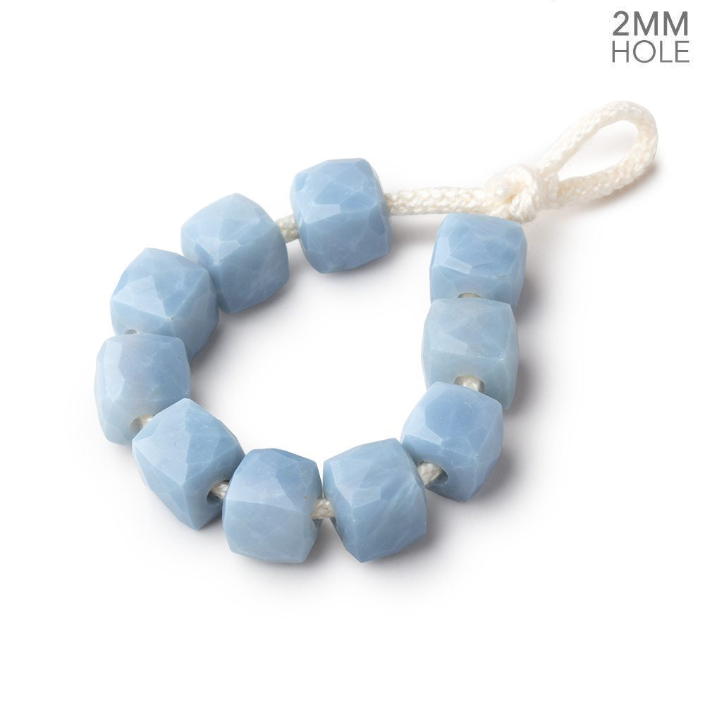 8mm Owyhee Denim Blue Opal 2mm Large Hole Faceted Cube Beads Set of 10
