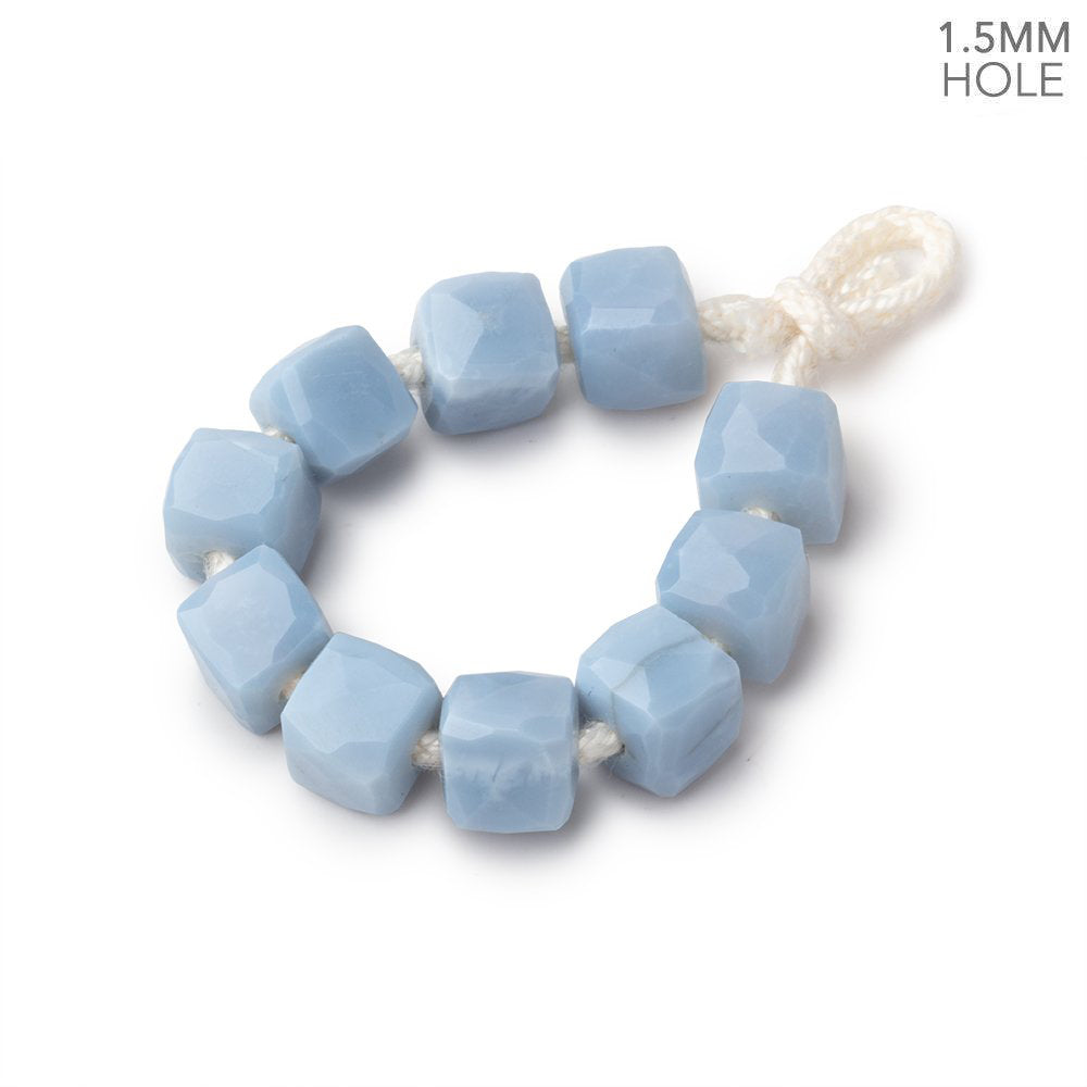 6mm Owyhee Denim Blue Opal 1.5mm Large Hole Faceted Cube Beads Set of 10