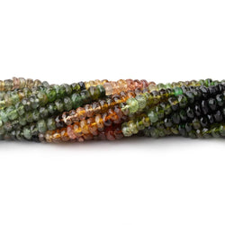 4mm Multi Color Tourmaline Faceted Rondelle 15 inch 180 Beads