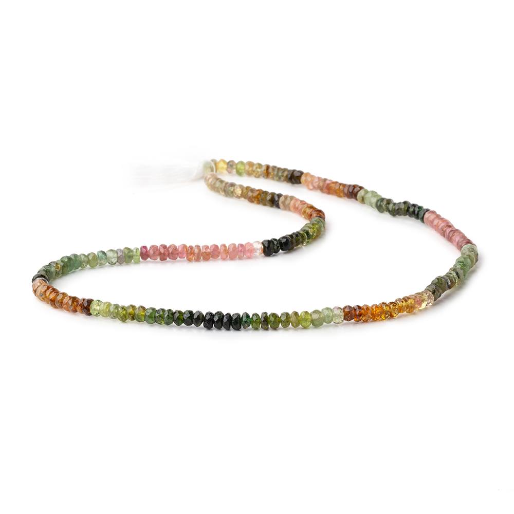 4mm Multi Color Tourmaline Faceted Rondelle 15 inch 180 Beads