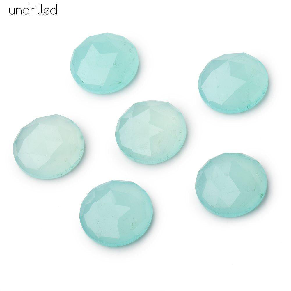 16mm Blue Chalcedony Rose Cut Faceted Cabochon Focal Beads 1 piece - Undrilled (ONLINE ORDER ONLY)