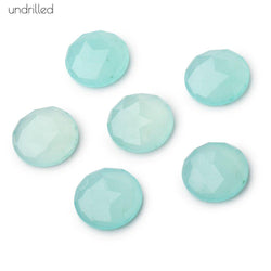 16mm Blue Chalcedony Rose Cut Faceted Cabochon Focal Beads 1 piece - Undrilled (ONLINE ORDER ONLY)
