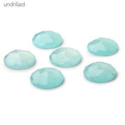 16mm Blue Chalcedony Rose Cut Faceted Cabochon Focal Beads 1 piece - Undrilled (ONLINE ORDER ONLY)