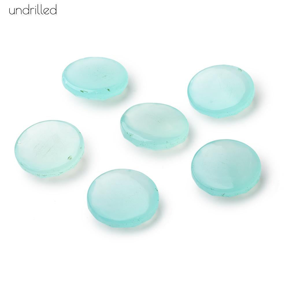 16mm Blue Chalcedony Rose Cut Faceted Cabochon Focal Beads 1 piece - Undrilled (ONLINE ORDER ONLY)