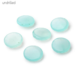 16mm Blue Chalcedony Rose Cut Faceted Cabochon Focal Beads 1 piece - Undrilled (ONLINE ORDER ONLY)