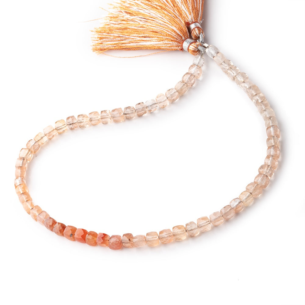 4-5mm Tangerine Quartz Faceted Cube Beads 11.5 inch 63 pieces (ONLINE ORDER ONLY)