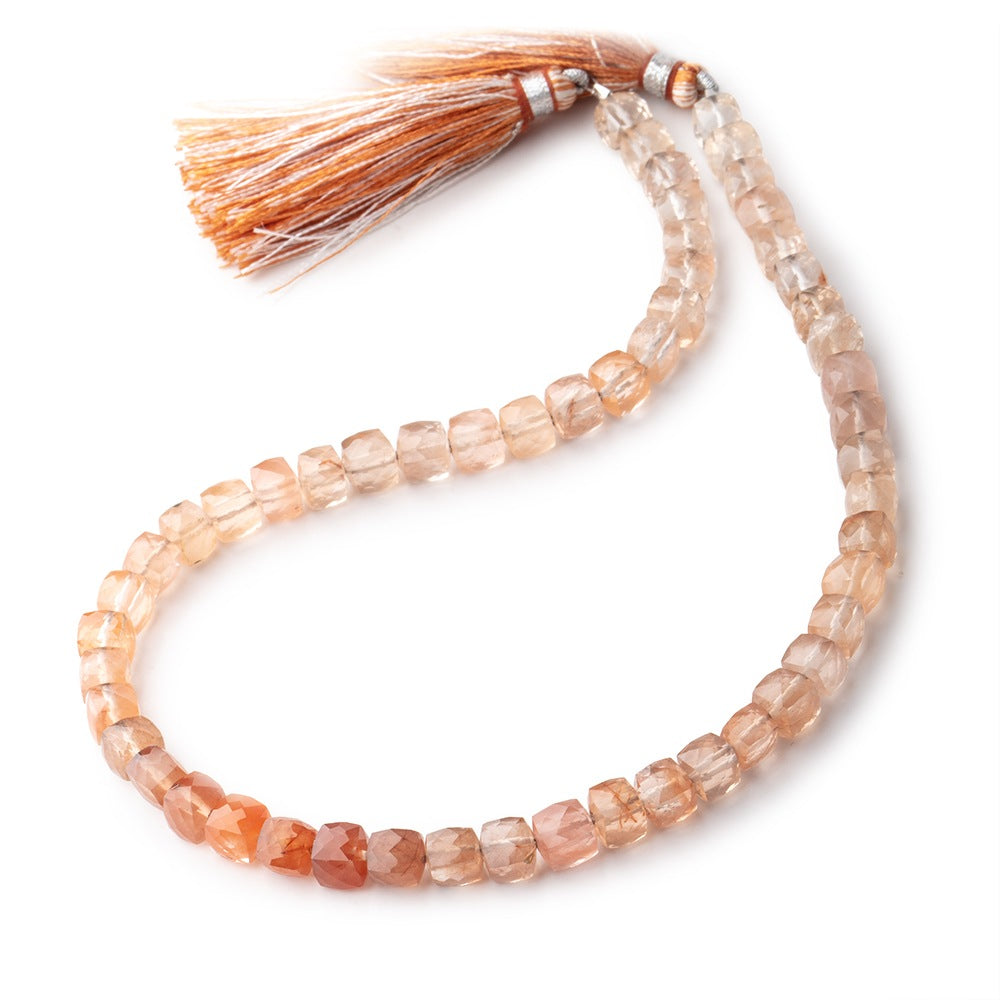 5-6mm Tangerine Quartz Faceted Cube Beads 12 inch 54 pieces (ONLINE ORDER ONLY)