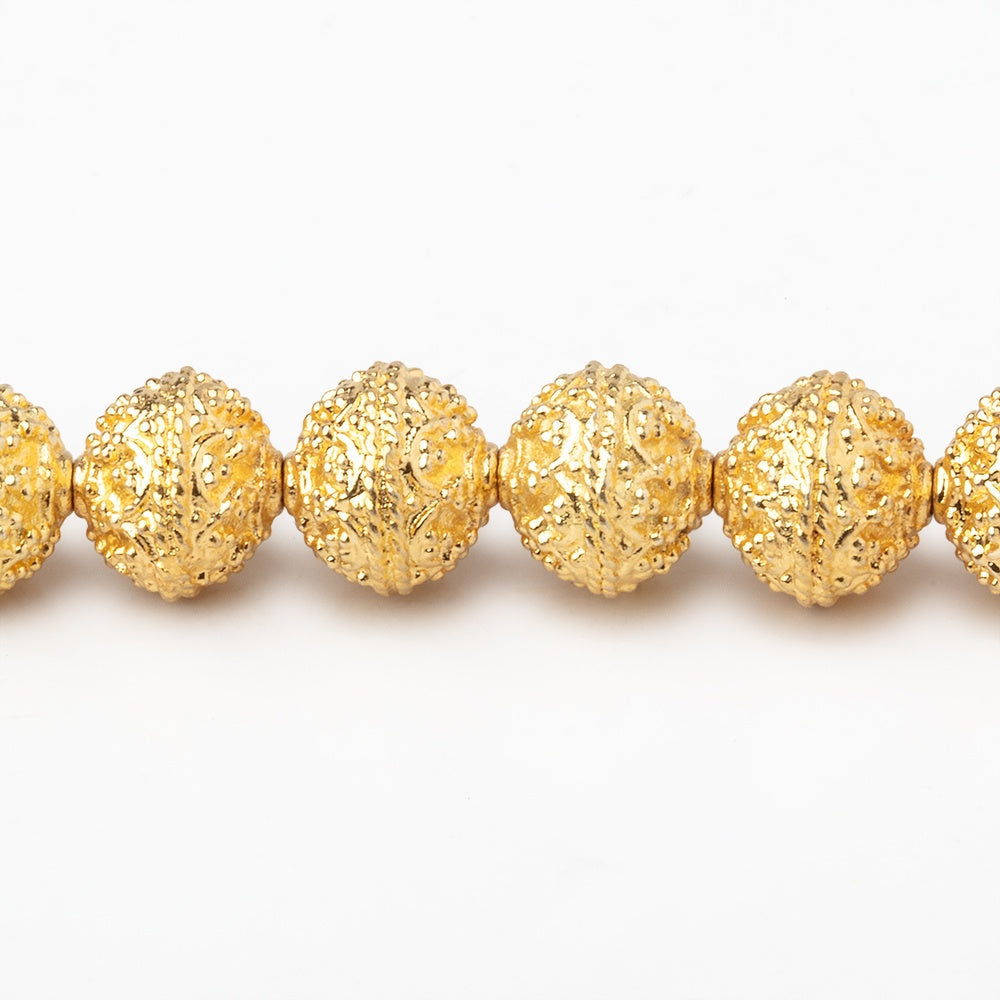 9mm 22kt Gold Plated Copper Round Moroccan Round 8 inch 25 Beads (ONLINE ORDER ONLY)