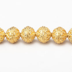 9mm 22kt Gold Plated Copper Round Moroccan Round 8 inch 25 Beads (ONLINE ORDER ONLY)