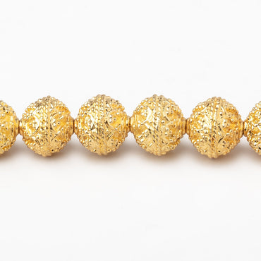 9mm 22kt Gold Plated Copper Round Moroccan Round 8 inch 25 Beads (ONLINE ORDER ONLY)