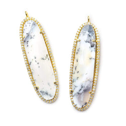 42.5x13.5mm Vermeil Dendritic Opal CZ Bezel faceted oval Pendant 1 piece (ONLINE ORDER ONLY)