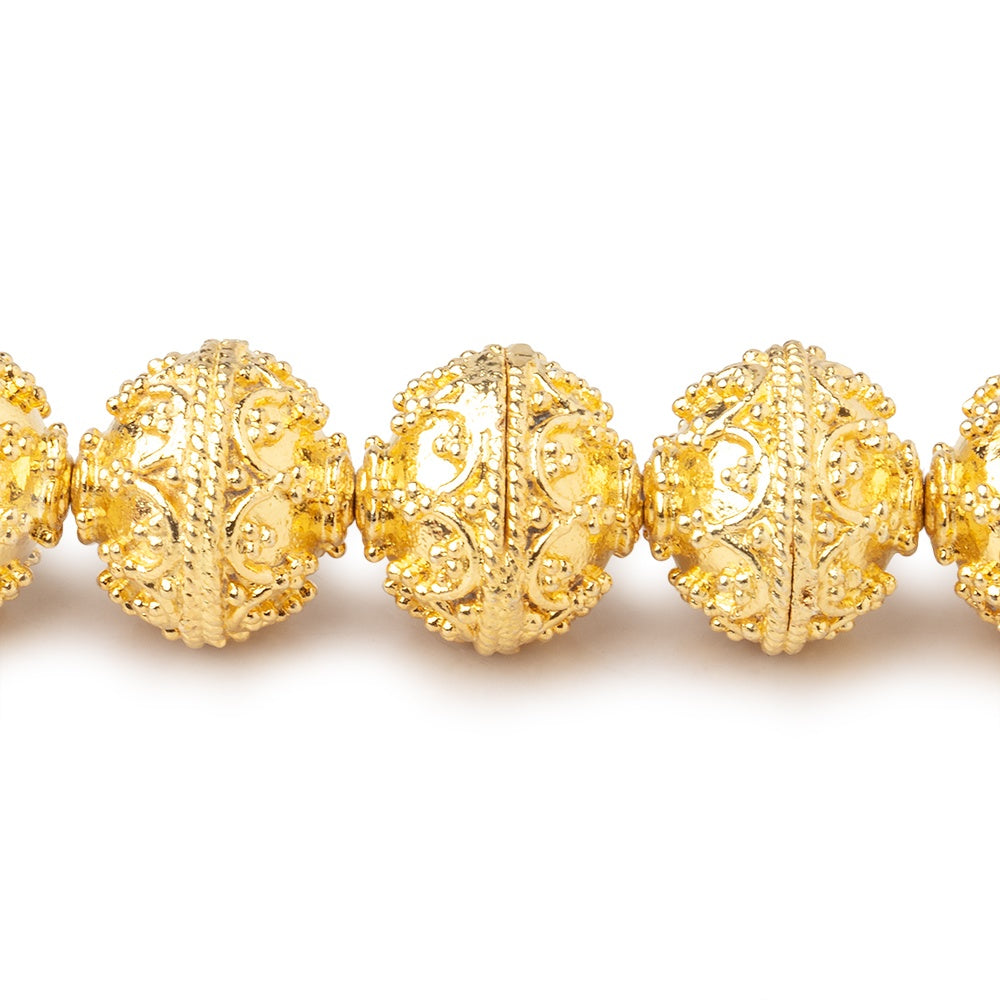 12mm 22kt Gold Plated Copper Moroccan Round 8 inch 18 Beads (ONLINE ORDER ONLY)