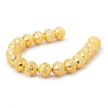 12mm 22kt Gold Plated Copper Moroccan Round 8 inch 18 Beads (ONLINE ORDER ONLY)