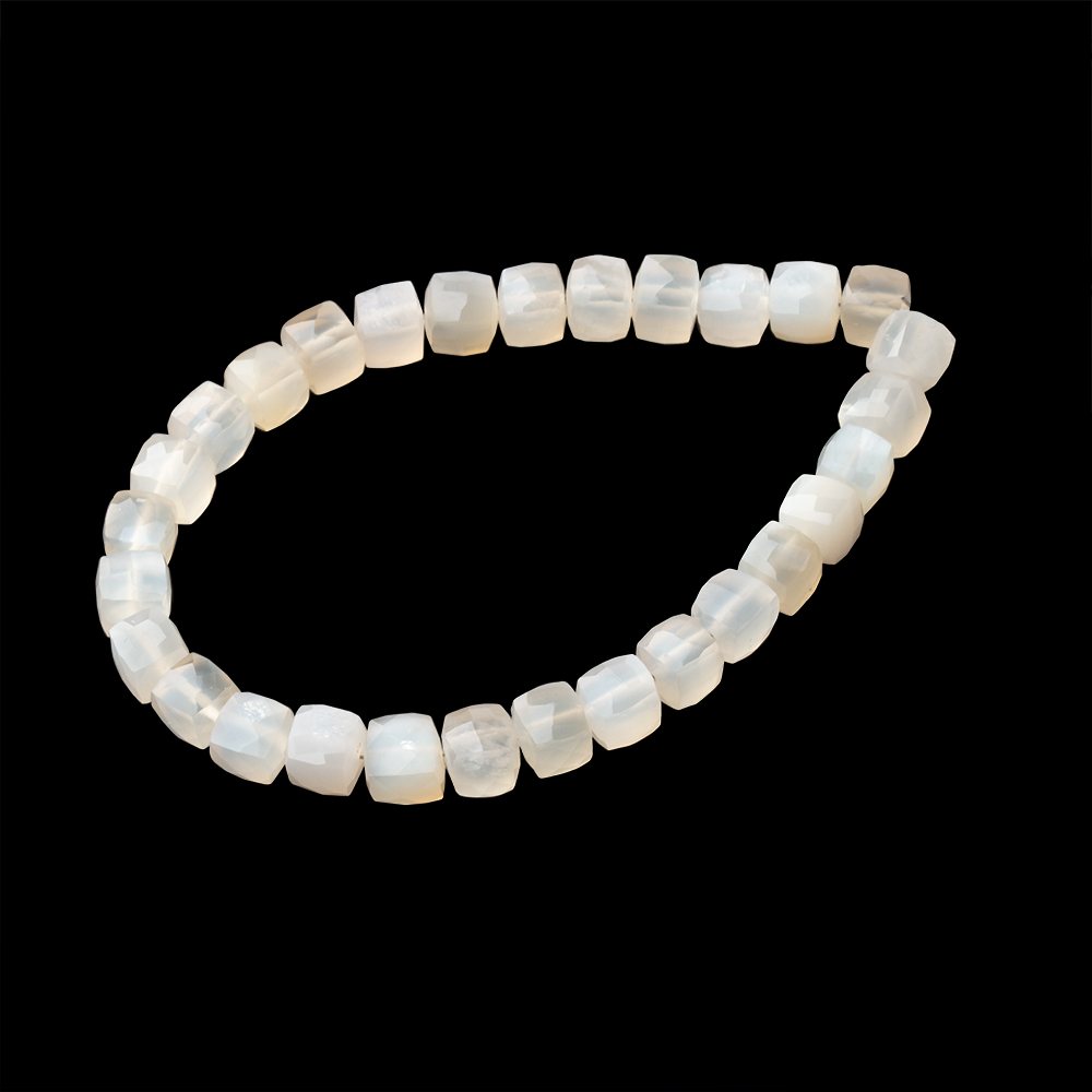 5-6mm Ceylon Moonstone Faceted Cube 7 inch 29 Beads (ONLINE ORDER ONLY)